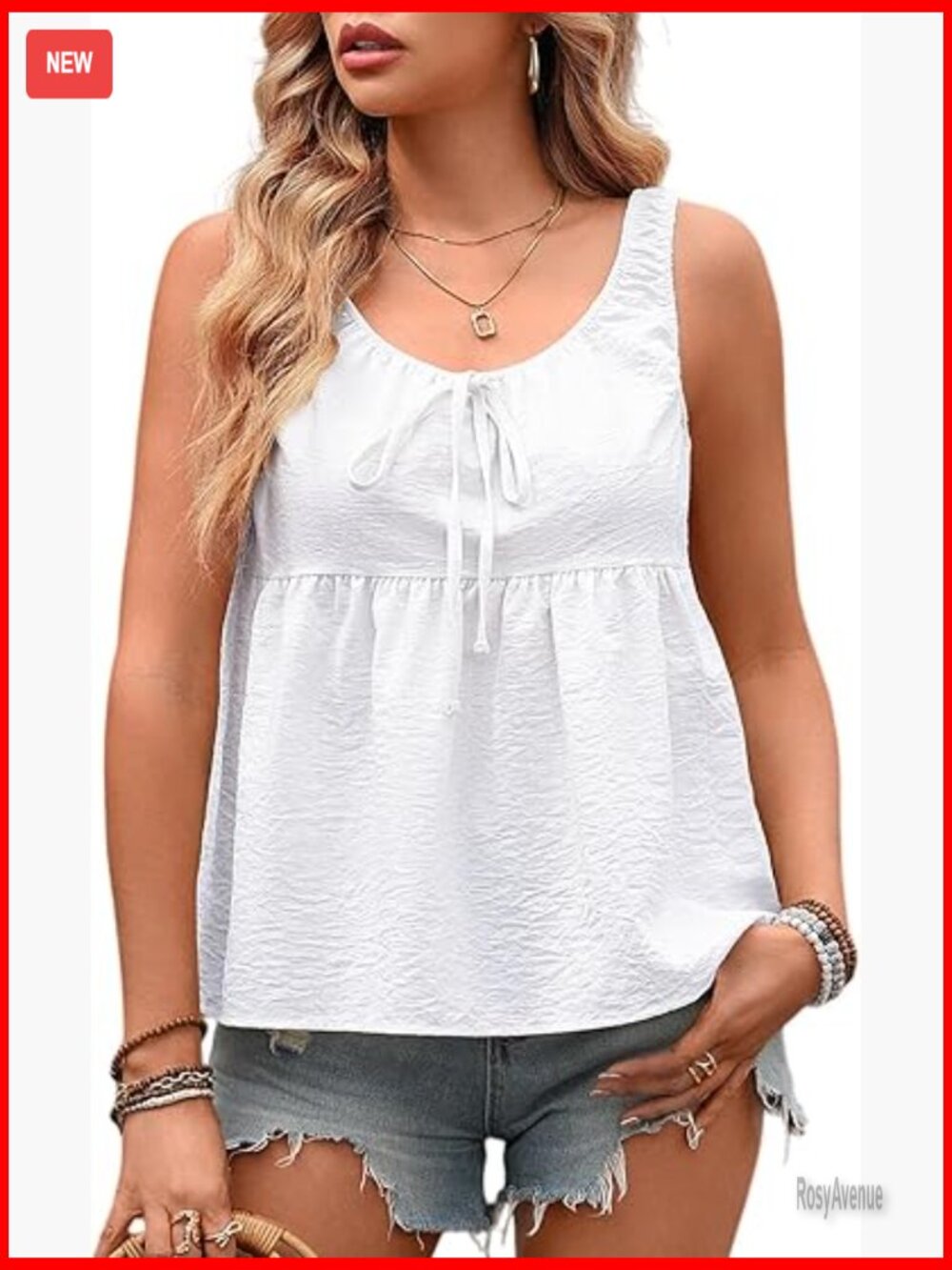 Sleeveless Tie Front Babydoll Tank Top Flowy Peplum Blouse